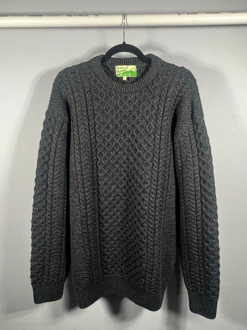 Aran Craft Sweater Mens Merino Wool Fisherman Knit Pullover Long Sleeve XL Cabin